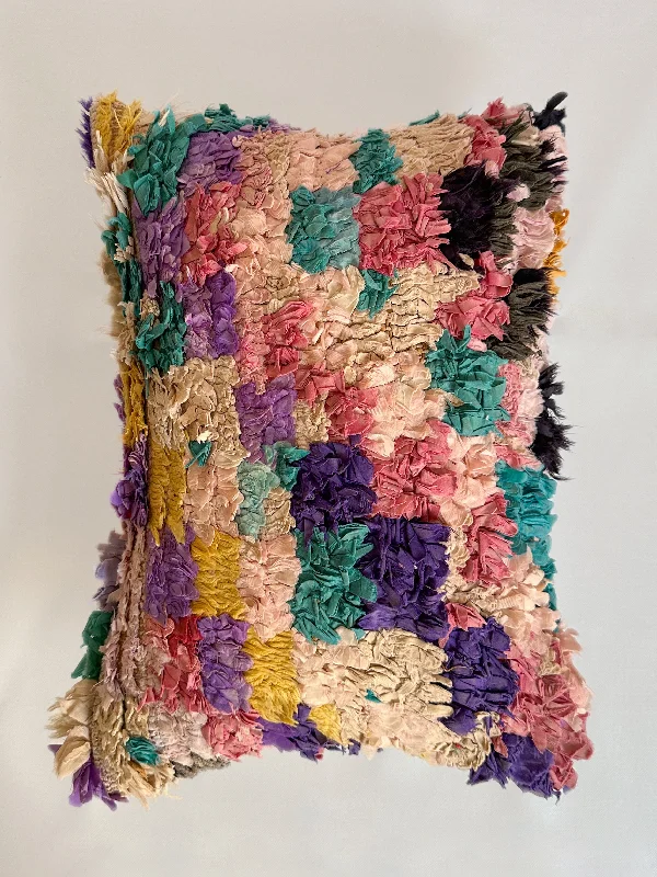 Velvet Pillows for a Touch of EleganceAdjustable Pillows for Customized ComfortLe Vieux Village's Checkered Boucherouite Pillow