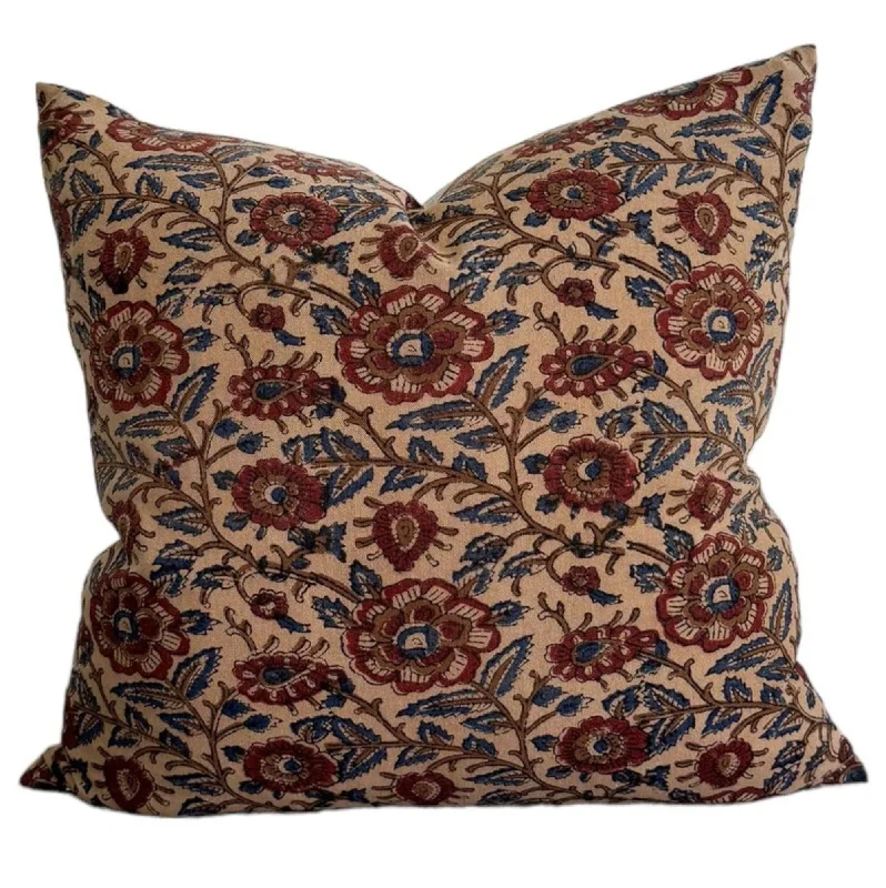 Silk Pillows for Smooth Skin and HairSoft and Fluffy Pillows for Bedroom ComfortDesigner Roseburg Pillow Cover Block Print in Floral Silk Pillows for Smooth Skin and HairSoft and Fluffy Pillows for Bedroom ComfortDesigner Roseburg Pillow Cover Block Print in Floral