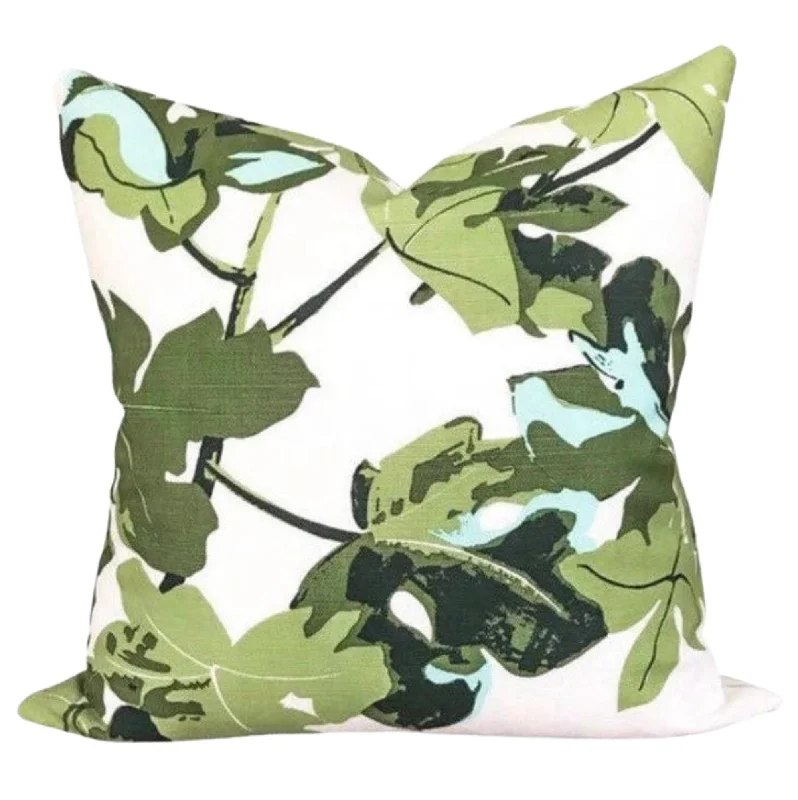 Plush Pillows for a Cozy BedCotton Pillows for Natural ComfortPeter Dunham OUTDOOR Pillow Cover Fig Leaf on White