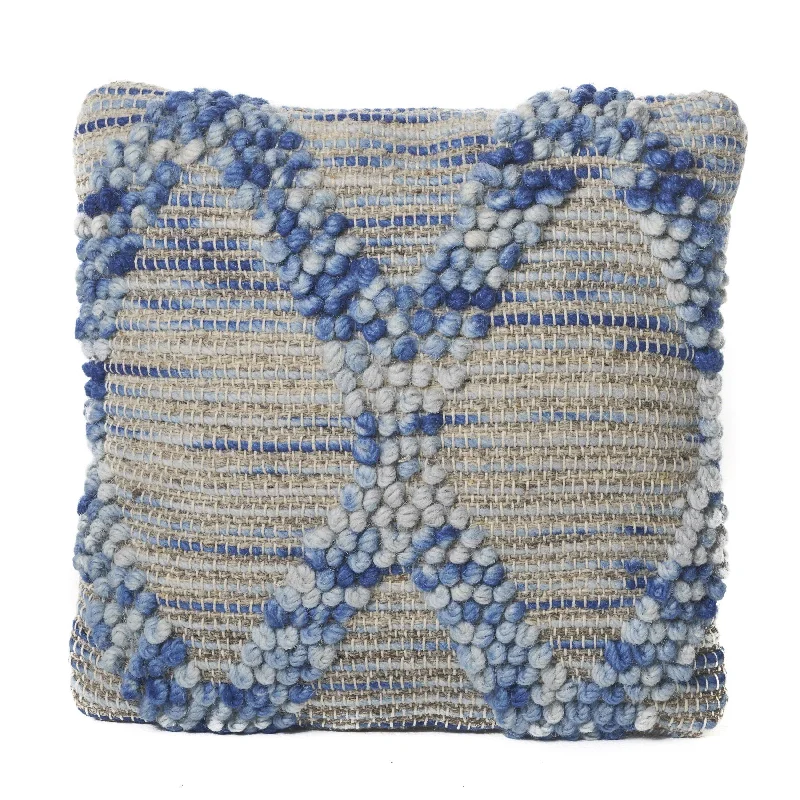Firm Pillows for Side SleepersSquare Pillows for Modern Home DecorTiama Grey Blue Hemp and Wool Pillow Firm Pillows for Side SleepersSquare Pillows for Modern Home DecorTiama Grey Blue Hemp and Wool Pillow