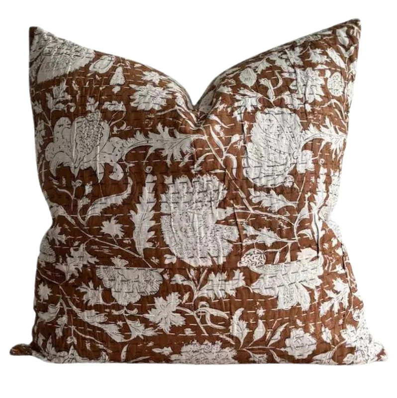 Velvet Pillows for a Touch of ElegancePlush Pillows for a Cozy BedDesigner Carmel Quilted Block Print Pillow Cover in Kantha Velvet Pillows for a Touch of ElegancePlush Pillows for a Cozy BedDesigner Carmel Quilted Block Print Pillow Cover in Kantha