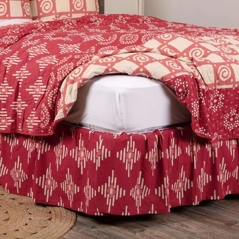 Bed skirts with a mermaid - themed printPaloma Crimson Bed Skirts Crimson, Parchment VHC Brands Bed skirts with a mermaid - themed printPaloma Crimson Bed Skirts Crimson, Parchment VHC Brands