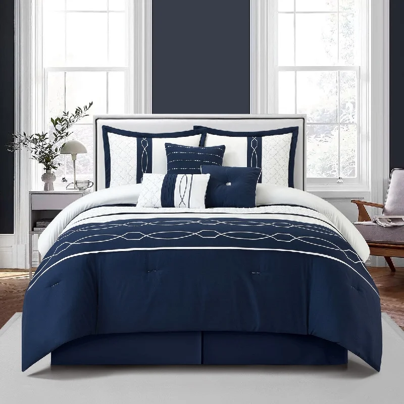 Silk - filled comforters for a luxurious and smooth touchBellerose 7 Piece Modern Geometric Comforter Set Silk - filled comforters for a luxurious and smooth touchBellerose 7 Piece Modern Geometric Comforter Set
