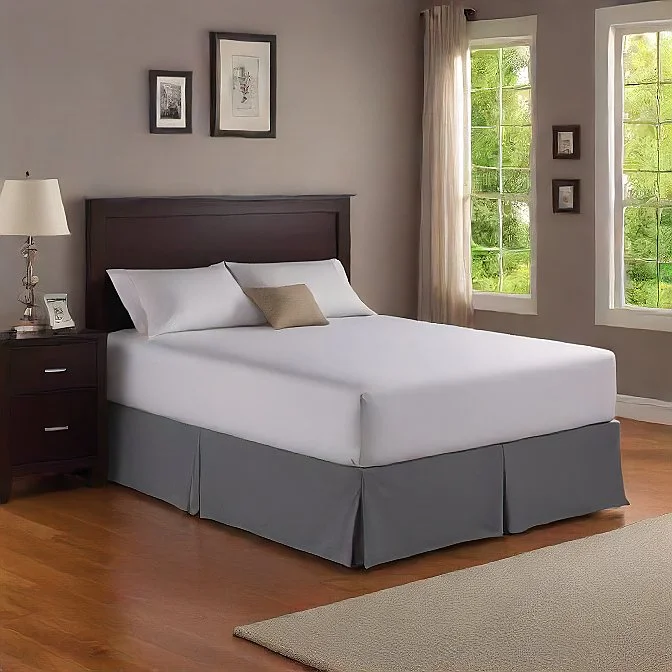 Bed skirts with a contemporary style11 Inches Drop Bed Skirt Dark Grey Egyptian Cotton 1000TC