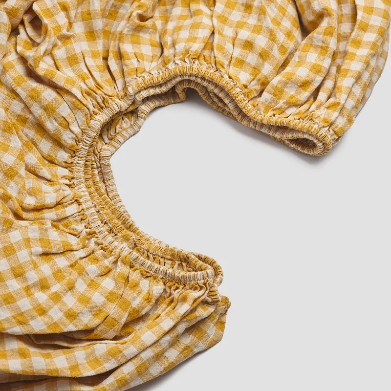 Rayon - Cotton Sheets for a Breathable and Soft BlendHoney Gingham 100% Linen Fitted Sheet