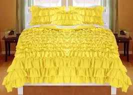 Geometric - patterned duvet covers for a modern and stylish lookCalking Yellow Ruffle Duvet Cover Set Egyptian Cotton 1000TC Geometric - patterned duvet covers for a modern and stylish lookCalking Yellow Ruffle Duvet Cover Set Egyptian Cotton 1000TC