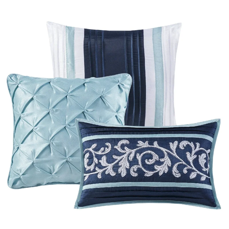 Microfiber - filled comforters that are lightweight and easy to care forMadison Park Elaine Navy 7 Piece Jacquard Comforter Set Microfiber - filled comforters that are lightweight and easy to care forMadison Park Elaine Navy 7 Piece Jacquard Comforter Set