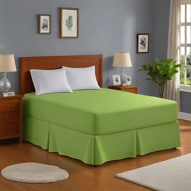 Checkered bed skirts for a classic pattern24" Inches Bed Skirt Sage Egyptian Cotton 1000TC- All Sizes