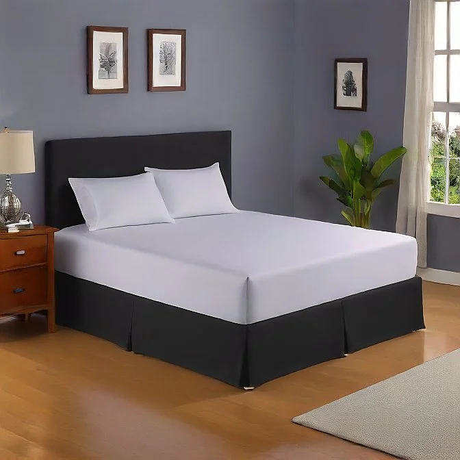 Bed skirts with a mermaid - themed print11 Inches Drop Bed Skirt Black Solid Egyptian Cotton 1000TC