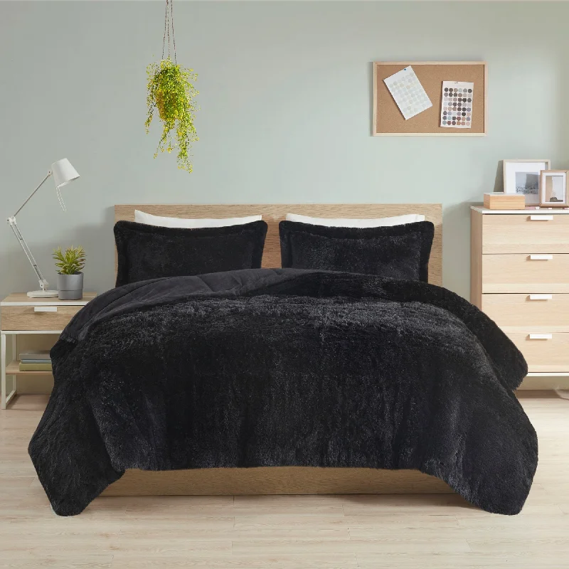 Bamboo - fiber - filled comforters with antibacterial and breathable qualitiesIntelligent Design Leena Shaggy Long Fur Comforter Mini Set Bamboo - fiber - filled comforters with antibacterial and breathable qualitiesIntelligent Design Leena Shaggy Long Fur Comforter Mini Set
