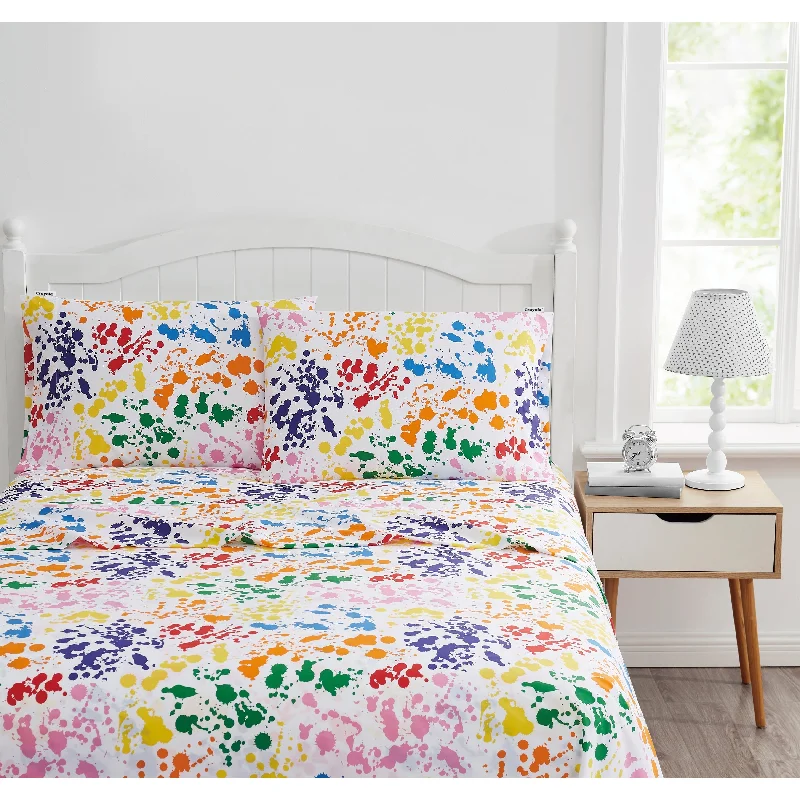 Flat Sheets with a High - Quality Finish for a Luxurious LookCrayola Splatter Cotton Percale Sheet Set Flat Sheets with a High - Quality Finish for a Luxurious LookCrayola Splatter Cotton Percale Sheet Set