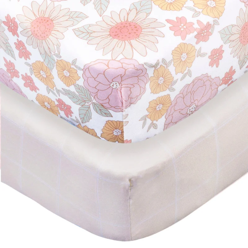 Sheet Sets with Multiple Pillowcase Options2-Pack Girls Retro Floral Crib Sheets