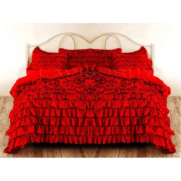 Allergy - friendly duvet covers for bedrooms with sensitive air qualityFull Red Ruffle Duvet Cover Set Egyptian Cotton 1000 Thread Count Allergy - friendly duvet covers for bedrooms with sensitive air qualityFull Red Ruffle Duvet Cover Set Egyptian Cotton 1000 Thread Count