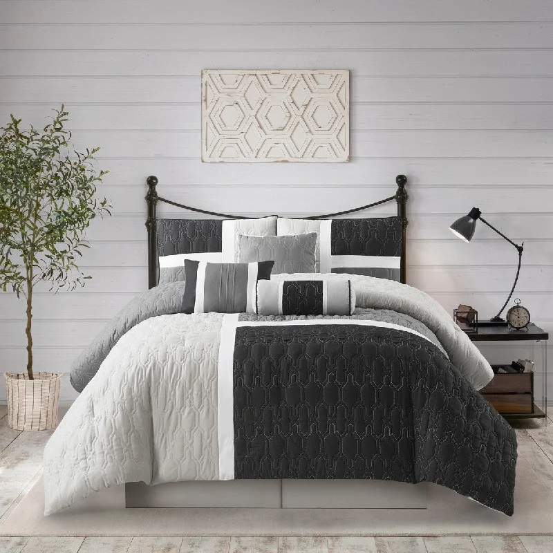 Goose down comforters known for their superior quality and insulationNanshing Blake 7 Piece Modern Colorblock Comforter Set Goose down comforters known for their superior quality and insulationNanshing Blake 7 Piece Modern Colorblock Comforter Set