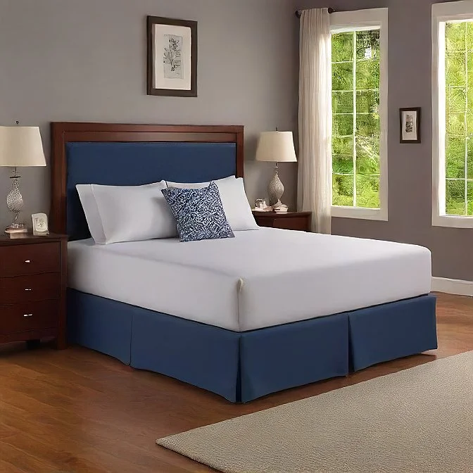 Bed skirts in bold colors for a statement - making look32 Inch Drop Bed Skirt Navy Blue Egyptian Cotton 1000TC