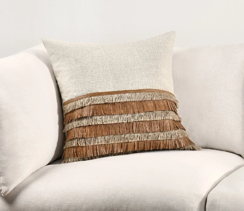 Orthopedic Pillows for Back Pain ReliefVilla by Classic Home Casa Leather Chestnut Natural Throw Pillow