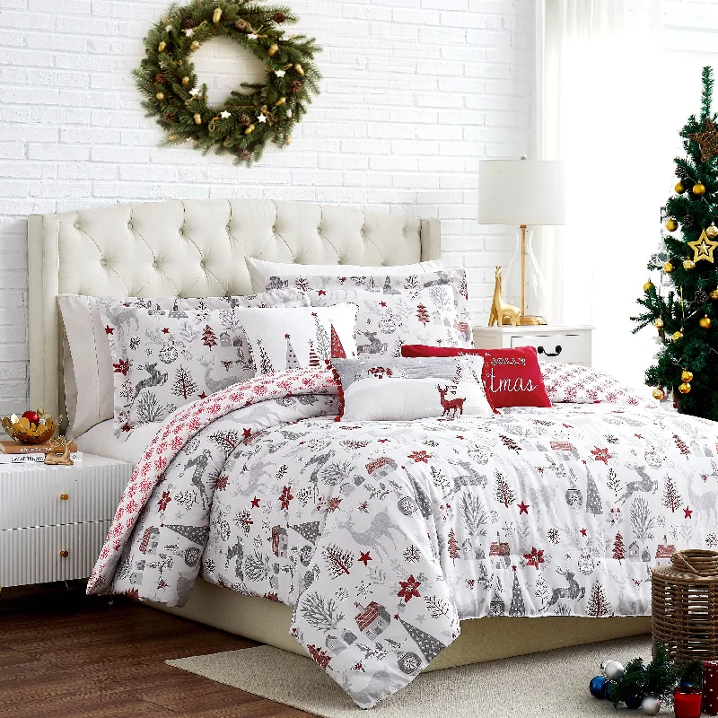 Synthetic - filled comforters like polyester for affordability and hypoallergenic propertiesHolly Jolly Lane 6-Piece Comforter Bedding Set Synthetic - filled comforters like polyester for affordability and hypoallergenic propertiesHolly Jolly Lane 6-Piece Comforter Bedding Set