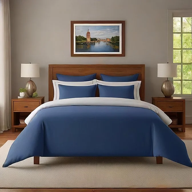 Full - size duvet covers suitable for full - sized beds in guest rooms or small bedroomsNavy Blue Duvet Cover Set 3-Pieces Egyptian Cotton 1000TC Full - size duvet covers suitable for full - sized beds in guest rooms or small bedroomsNavy Blue Duvet Cover Set 3-Pieces Egyptian Cotton 1000TC