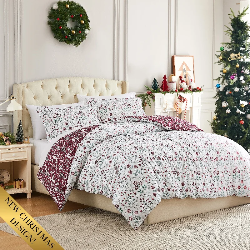 Microfiber - filled comforters that are lightweight and easy to care forHoliday Harmony Reversible Comforter Set Microfiber - filled comforters that are lightweight and easy to care forHoliday Harmony Reversible Comforter Set