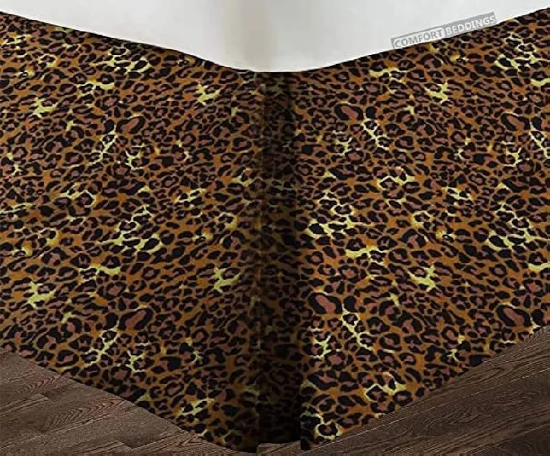 Bed skirts with a country - style pattern15 Inch Drop Leopard Print Bed Skirt Split Corner 100% Cotton