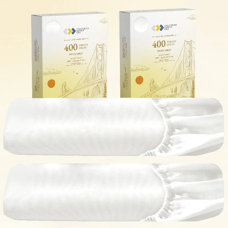 Queen - Size Sheet Sets with a European Pillowcase Set2-Pack Fitted Sheets Only - 400 Thread Count 100% Cotton Sateen - Dream Comfort Queen - Size Sheet Sets with a European Pillowcase Set2-Pack Fitted Sheets Only - 400 Thread Count 100% Cotton Sateen - Dream Comfort