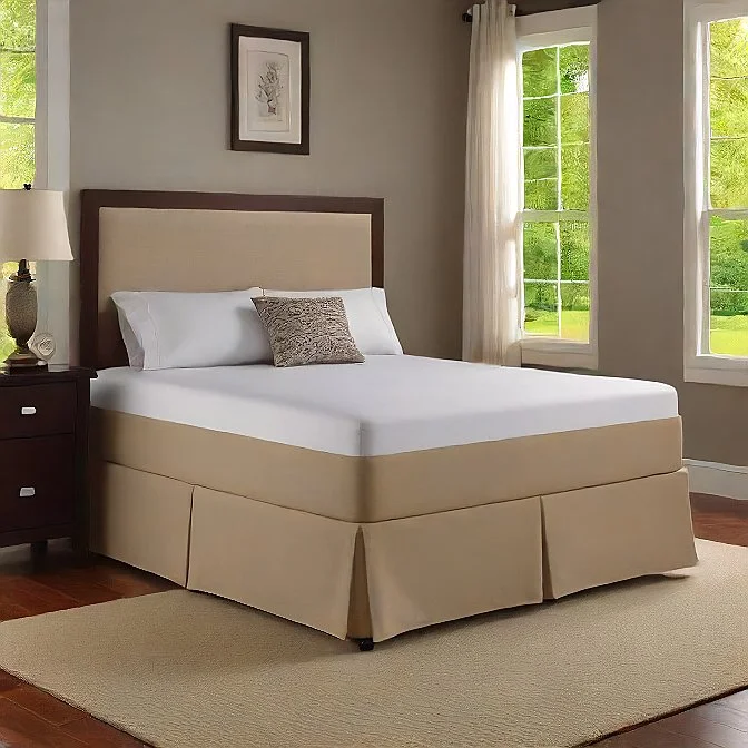 Bed skirts in neutral colors for easy pairing22 Inches Bed Skirt Taupe Egyptian Cotton 1000TC