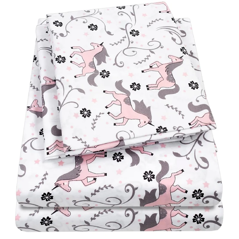 Flat Sheets with a High - Quality Finish for a Luxurious LookUnicorns Sheet Set by Sweet Home Collection Flat Sheets with a High - Quality Finish for a Luxurious LookUnicorns Sheet Set by Sweet Home Collection