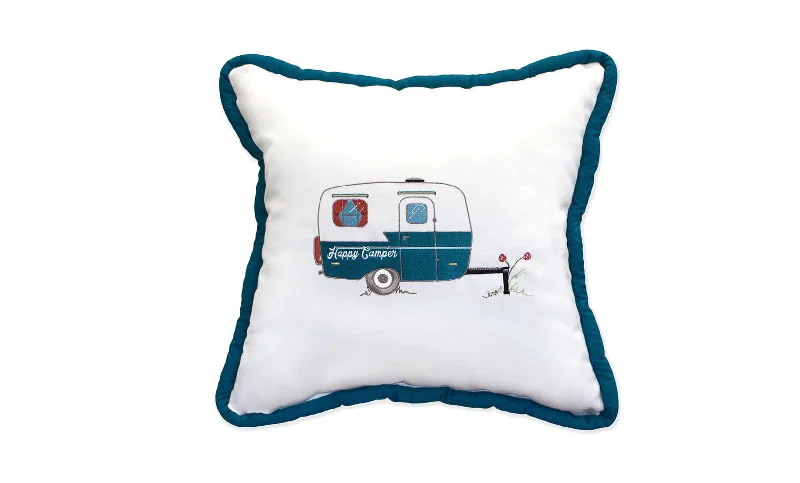 Round Pillows for Boho-Style InteriorsHappy Camper Pillow