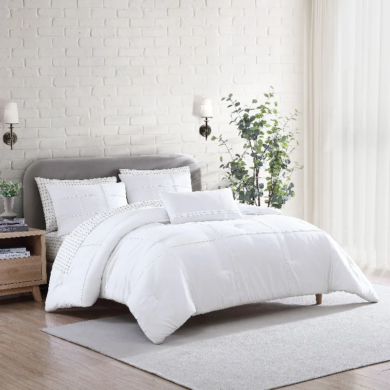 Microfiber - filled comforters that are lightweight and easy to care forCity Scene Soft-Brushed Solid Microfiber White Comforter Bonus Set Microfiber - filled comforters that are lightweight and easy to care forCity Scene Soft-Brushed Solid Microfiber White Comforter Bonus Set