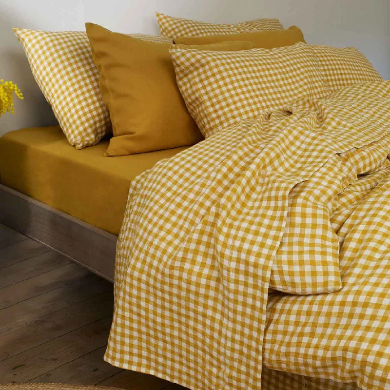 Polyester - Cotton Blend Sheets for Durability and ComfortHoney Gingham 100% Linen Flat Sheet Polyester - Cotton Blend Sheets for Durability and ComfortHoney Gingham 100% Linen Flat Sheet