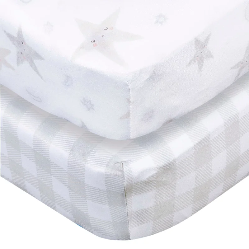 Polyester - Cotton Blend Sheets for Durability and Comfort2-Pack Neutral Celestial Crib Sheets Polyester - Cotton Blend Sheets for Durability and Comfort2-Pack Neutral Celestial Crib Sheets