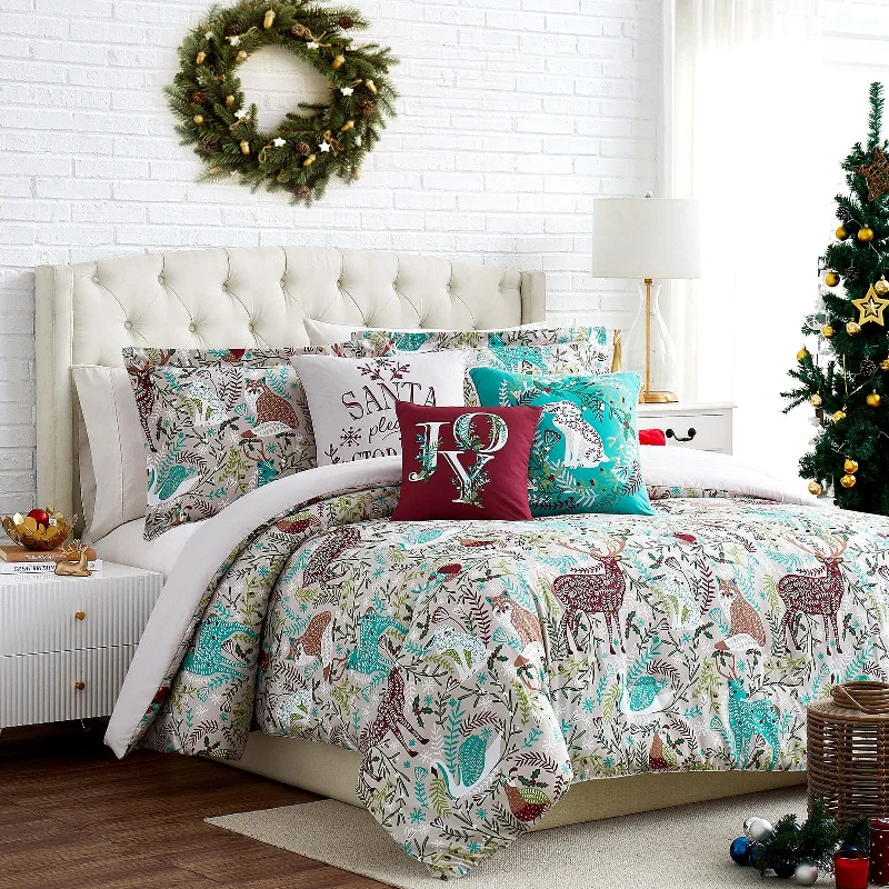 Down - filled comforters for supreme warmth and lightnessChristmas Woodland 6-Piece Comforter Bedding Set Down - filled comforters for supreme warmth and lightnessChristmas Woodland 6-Piece Comforter Bedding Set