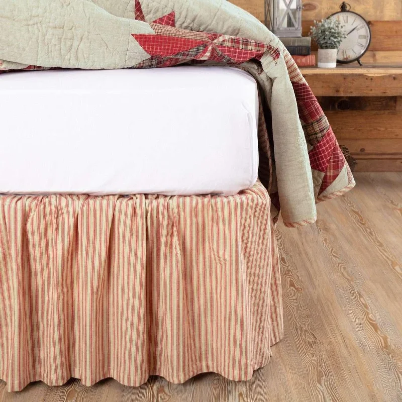 Bed skirts with a modern art - inspired printOzark Red Ticking Stripe Bed Skirts VHC Brands Bed skirts with a modern art - inspired printOzark Red Ticking Stripe Bed Skirts VHC Brands