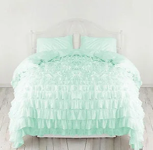 Jersey cotton duvet covers for a stretchy and comfortable fitQueen Aqua Blue Ruffle Duvet Cover Set Egyptian Cotton 1000TC Jersey cotton duvet covers for a stretchy and comfortable fitQueen Aqua Blue Ruffle Duvet Cover Set Egyptian Cotton 1000TC