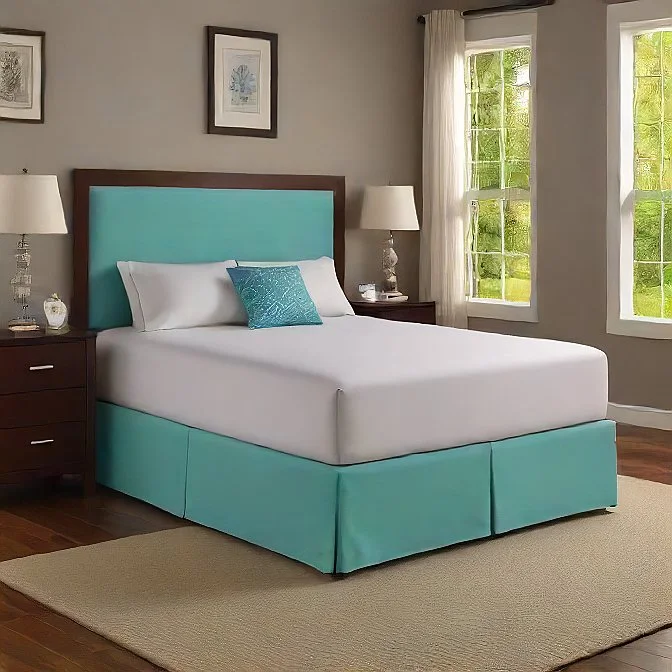 Bed skirts with a lace trim for a romantic touch14 Inches Drop Aqua Blue Bed Skirt Egyptian Cotton 1000TC Bed skirts with a lace trim for a romantic touch14 Inches Drop Aqua Blue Bed Skirt Egyptian Cotton 1000TC