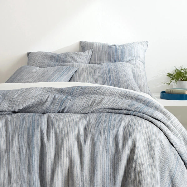 Oversized duvet covers that drape beautifully over the sides of the bed for a luxurious lookPine Cone Hill Sterling Stripe Linen Blue Duvet Cover Oversized duvet covers that drape beautifully over the sides of the bed for a luxurious lookPine Cone Hill Sterling Stripe Linen Blue Duvet Cover