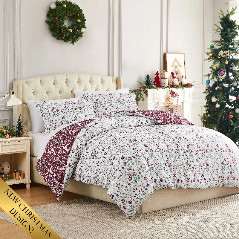 Bamboo - fiber - filled comforters with antibacterial and breathable qualitiesHoliday Harmony Reversible Duvet Cover Set Bamboo - fiber - filled comforters with antibacterial and breathable qualitiesHoliday Harmony Reversible Duvet Cover Set
