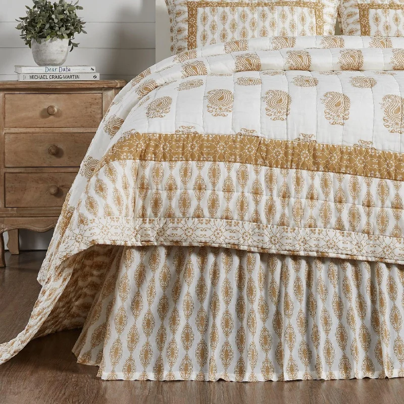 Bed skirts with a flannel material for a cozy winter optionAvani Gold King Bed Skirt 78x80x16 VHC Brands