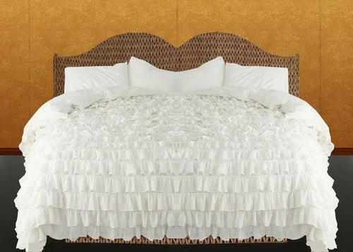 Zipper - closure duvet covers for easy removal and washingIvory Waterfall Ruffle Duvet Cover Sets Egyptian Cotton 1000 Thread Counts Zipper - closure duvet covers for easy removal and washingIvory Waterfall Ruffle Duvet Cover Sets Egyptian Cotton 1000 Thread Counts