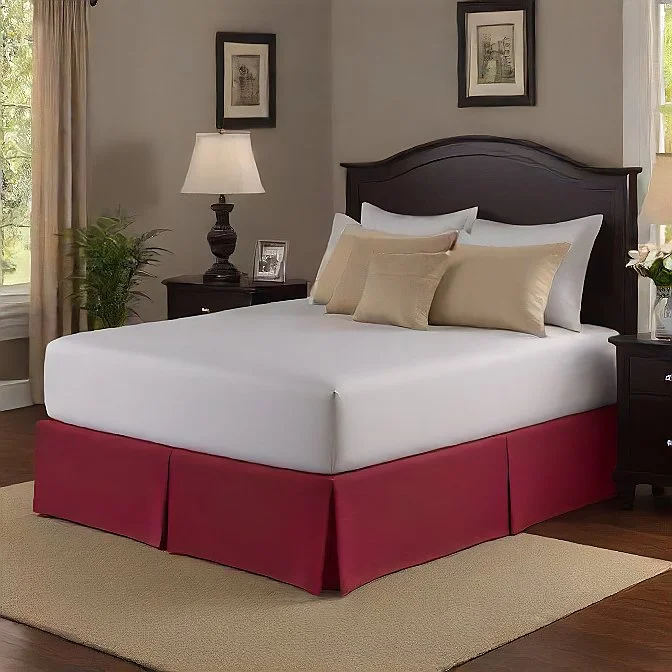 Bed skirts with a modern minimalist design24 Inch Drop Bed Skirt Red Egyptian Cotton 1000TC