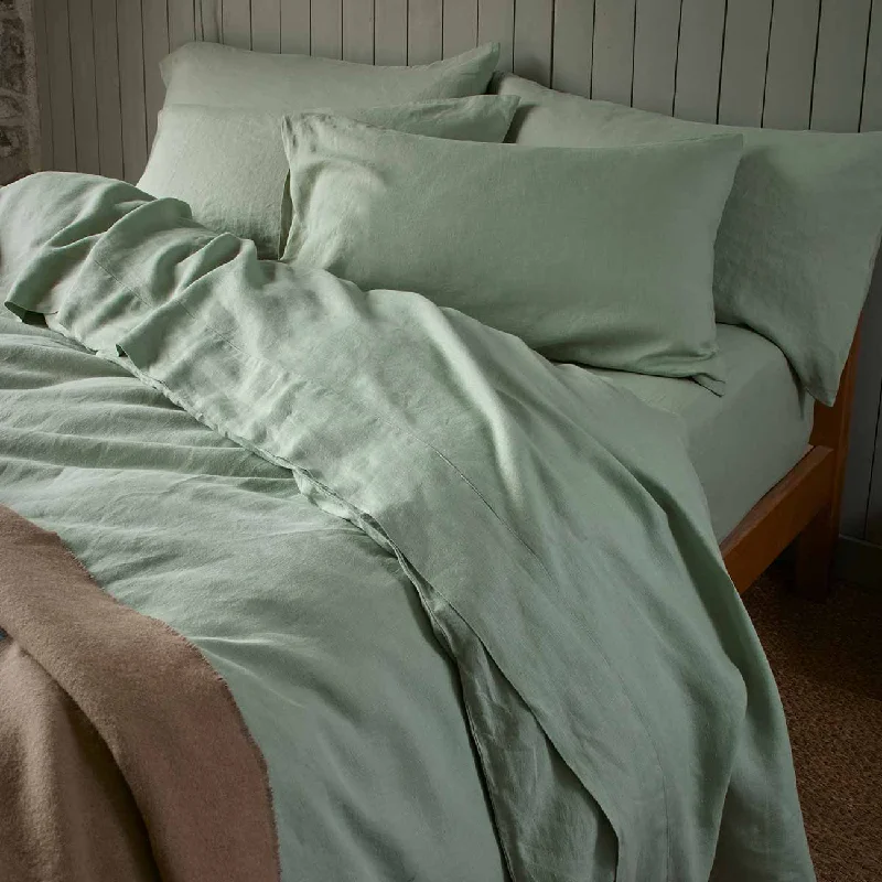 King - Size Sheet Sets with a Decorative Pillow SetSage Green 100% Linen Flat Sheet King - Size Sheet Sets with a Decorative Pillow SetSage Green 100% Linen Flat Sheet