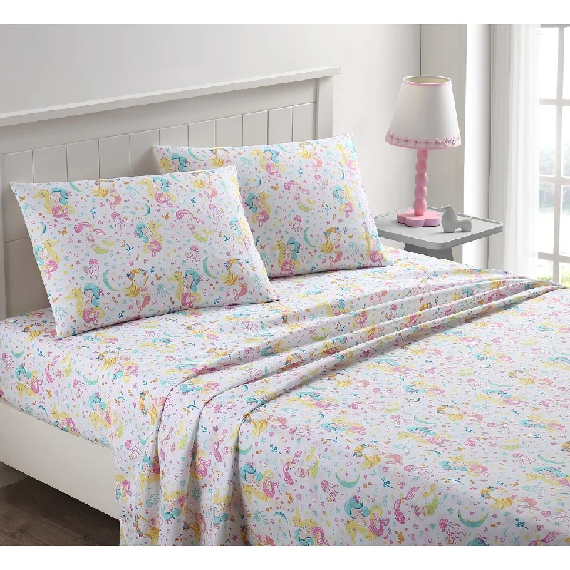 Queen - Size Sheet Sets with a European Pillowcase SetAsher Home Pretty Mermaids Kids Sheet Set Queen - Size Sheet Sets with a European Pillowcase SetAsher Home Pretty Mermaids Kids Sheet Set