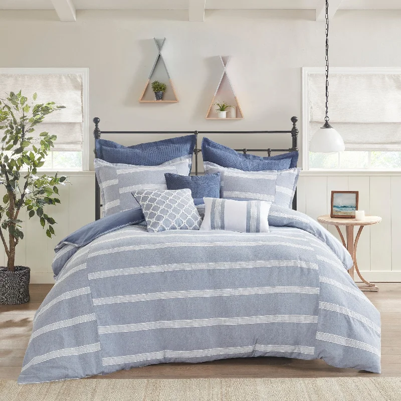 Full - size comforters suitable for full - sized beds in guest rooms or small bedroomsNoble Blue Cotton Oversized Comforter Set by Madison Park Signature Full - size comforters suitable for full - sized beds in guest rooms or small bedroomsNoble Blue Cotton Oversized Comforter Set by Madison Park Signature