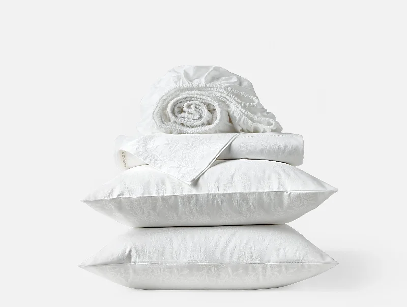 Linen - Cotton Blend Sheets for a Natural and Versatile OptionHeirloom Organic Sateen Jacquard Sheet Set Linen - Cotton Blend Sheets for a Natural and Versatile OptionHeirloom Organic Sateen Jacquard Sheet Set