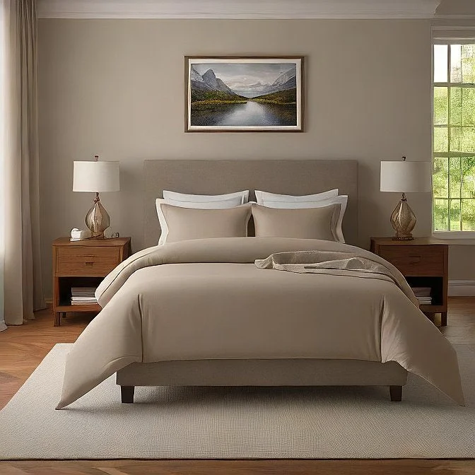 Tie - closure duvet covers with fabric ties for a more decorative and adjustable optionBeige Duvet Cover Set 3Pc 100% Egyptian Cotton 1000TC Tie - closure duvet covers with fabric ties for a more decorative and adjustable optionBeige Duvet Cover Set 3Pc 100% Egyptian Cotton 1000TC