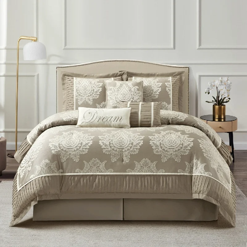 Down - filled comforters for supreme warmth and lightnessNanshing Tiana 7 Piece Traditional Damask Comforter Set Down - filled comforters for supreme warmth and lightnessNanshing Tiana 7 Piece Traditional Damask Comforter Set