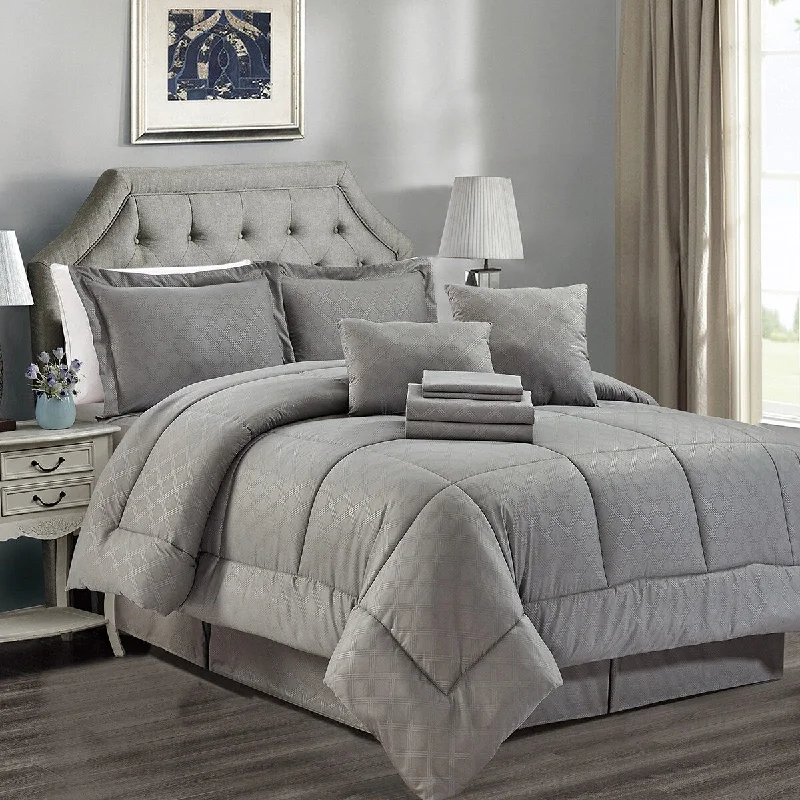 Duck down comforters with a softer feel and good warmth retention10-piece Solid Plaid Comforter Set Duck down comforters with a softer feel and good warmth retention10-piece Solid Plaid Comforter Set