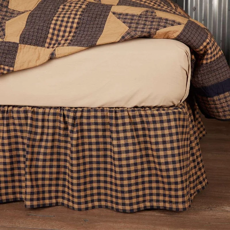 Floral - printed bed skirts for a feminine touchNavy Check Bed Skirts VHC Brands
