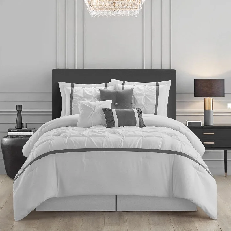 Wool - filled comforters with natural moisture - wicking and temperature - regulating featuresNanshing Regala 7 Piece Minimalist Pinch Pleat Comforter Set Wool - filled comforters with natural moisture - wicking and temperature - regulating featuresNanshing Regala 7 Piece Minimalist Pinch Pleat Comforter Set