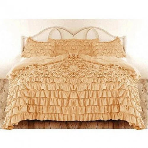 Dry - clean - only duvet covers with high - end materials and delicate designsKing Gold Ruffle Duvet Cover Set Egyptian Cotton 1000 Thread Count Dry - clean - only duvet covers with high - end materials and delicate designsKing Gold Ruffle Duvet Cover Set Egyptian Cotton 1000 Thread Count